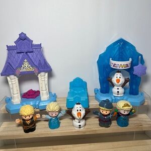 Fisher Price Little People Frozen Lot/Bundle Olaf, Bed, Houses, Anna, Elsa